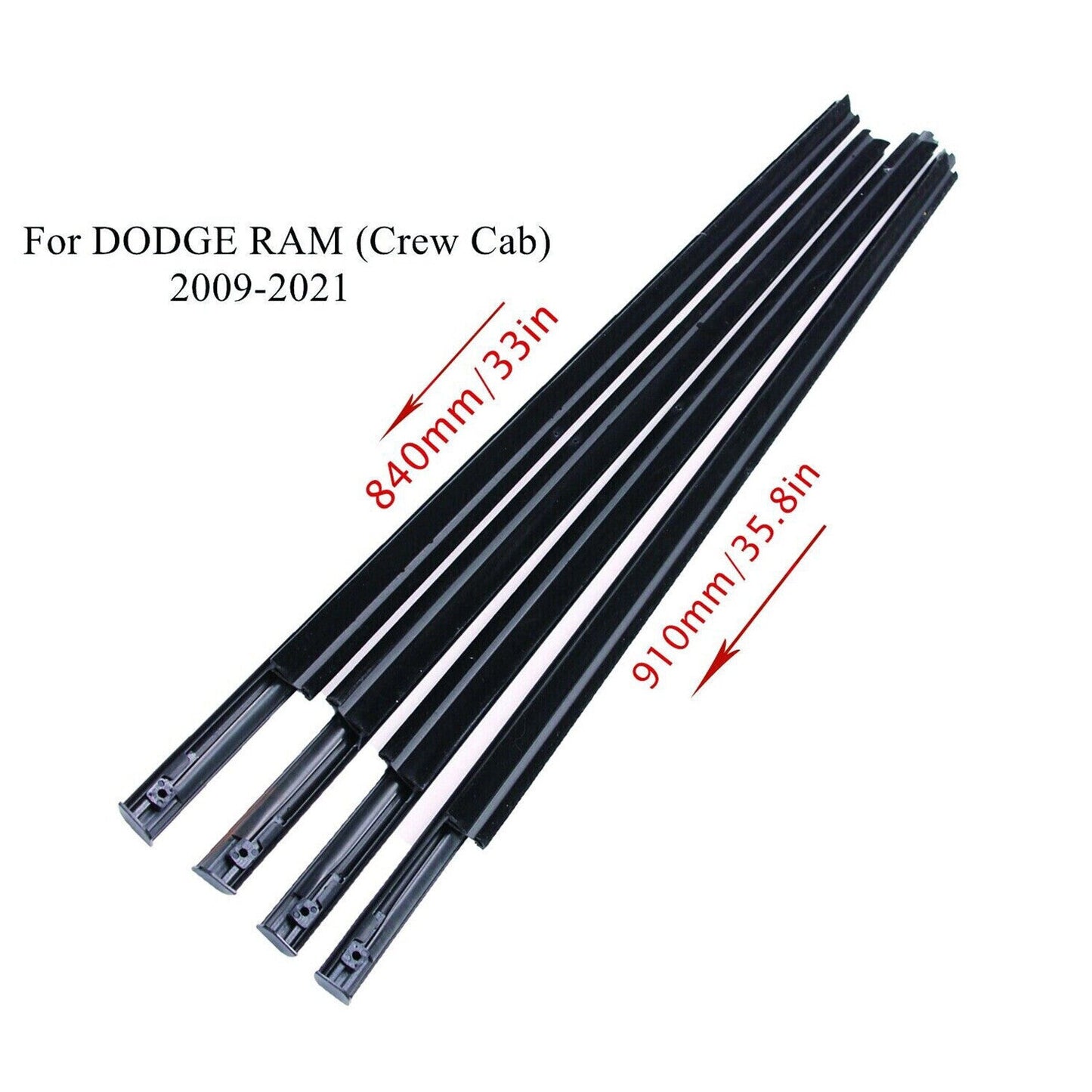 4Pcs New Outer Belt Weatherstrip For 2009-2021 Ram 1500 2500 3500 4500 5500 USA