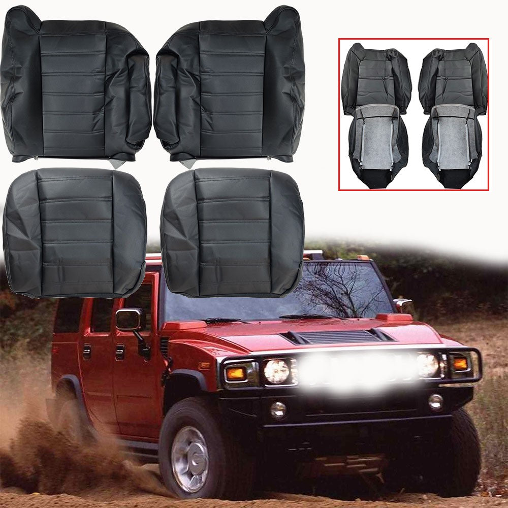 Front Leather Seat Cover Black For 2003 2004 2005 2006 2007 Hummer H2 SUV SUT