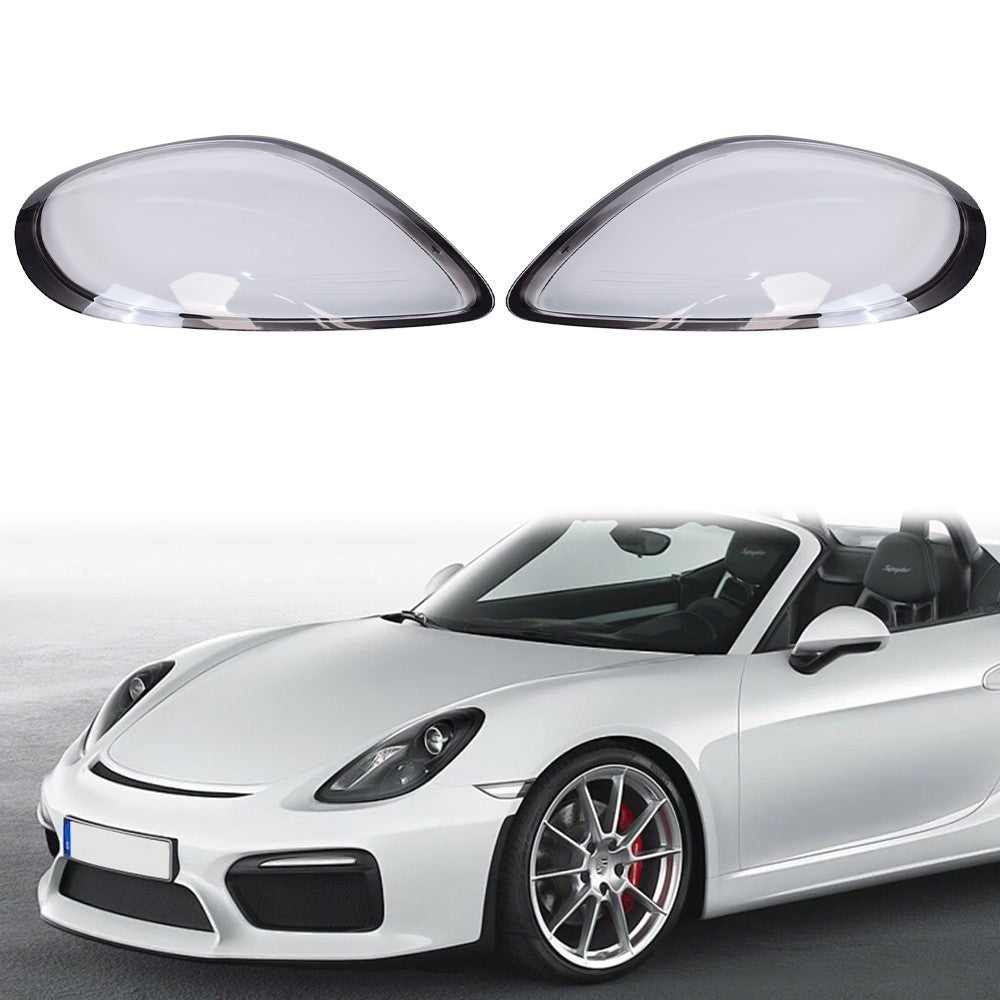 For 2014-2016 Porsche Boxster Cayman 981 Headlight Lens Cover Shell Left + Right