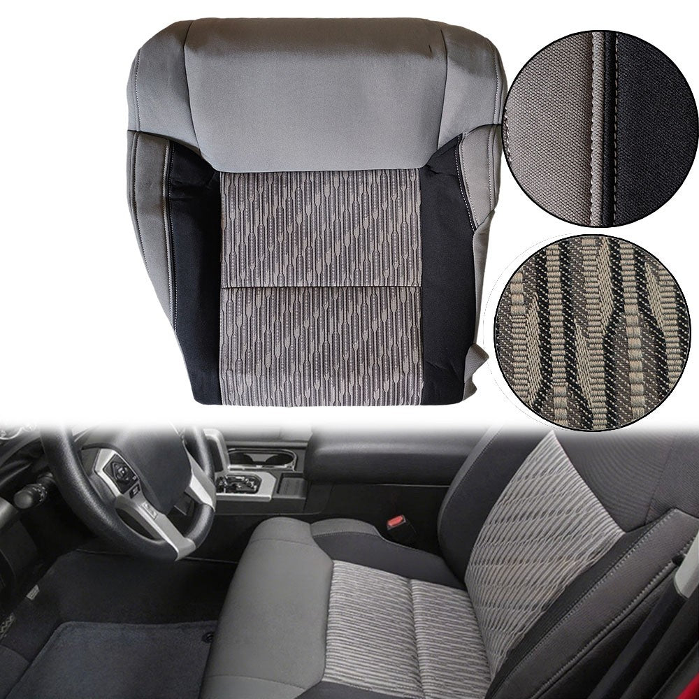 For 2014 2015-2021 Toyota Tundra Front Driver Bottom Cloth Seat Cover Gray/Black