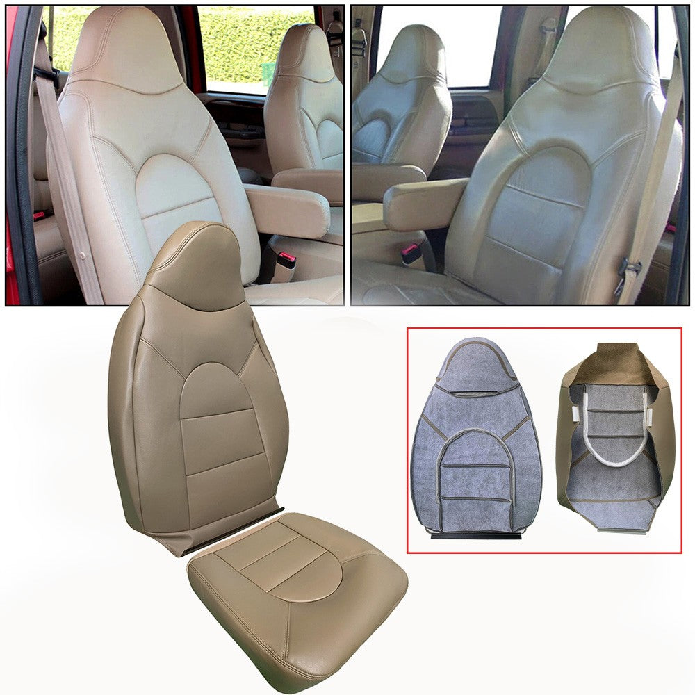 For 1999 2000 Ford F250 F350 Front Driver Side Top & Bottom Leather Seat Covers