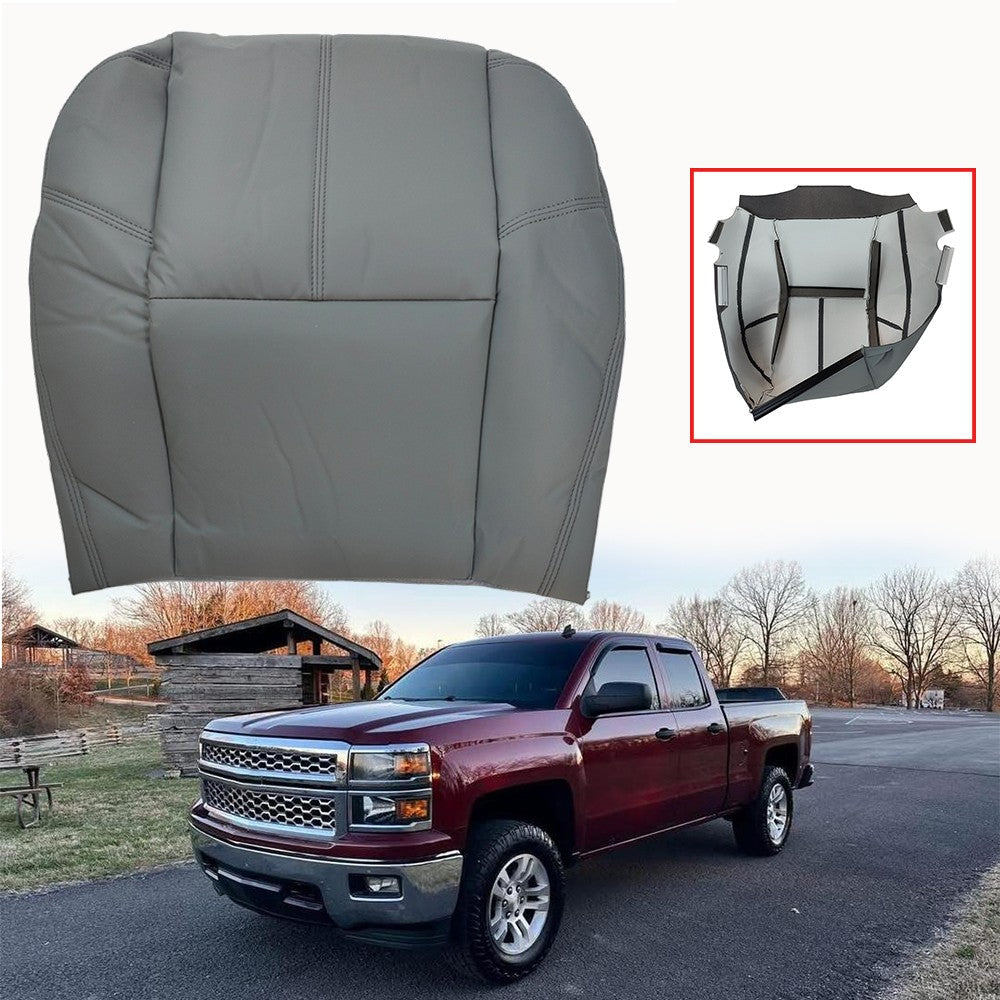 Driver Side Bottom Leather Seat Cover Gray For 2007-2014 Chevy Tahoe Silverado