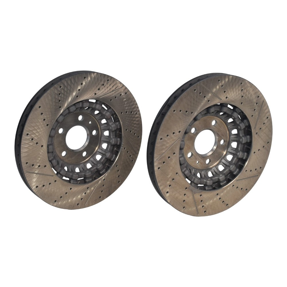 New Pair Set of 2 Front 375mm Drilled Brake Disc Rotors for 2018-2023 Audi RS5