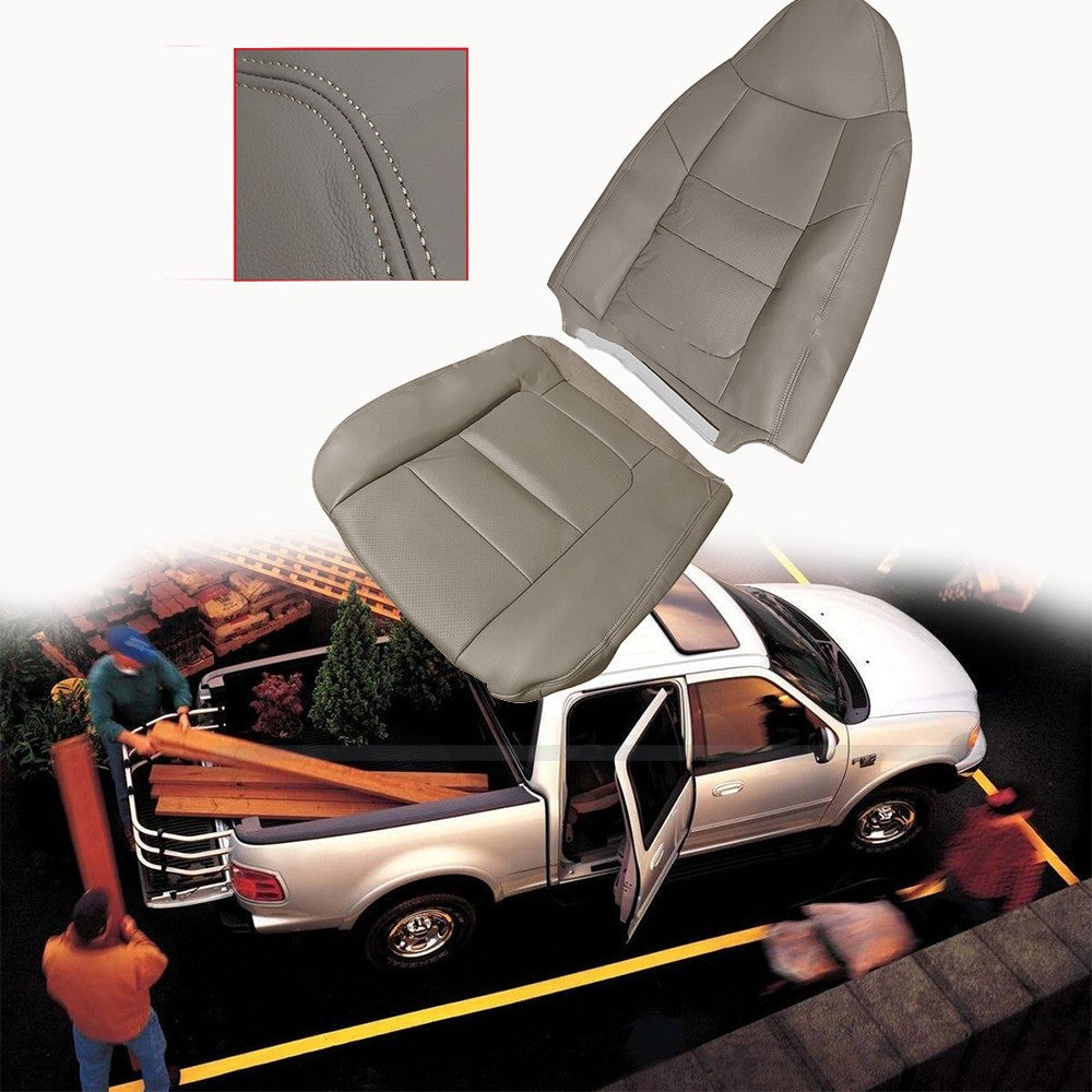 Driver Bottom & Top Leather Seat Covers TAN For 2001 Ford F250 F350 F450 Lariat
