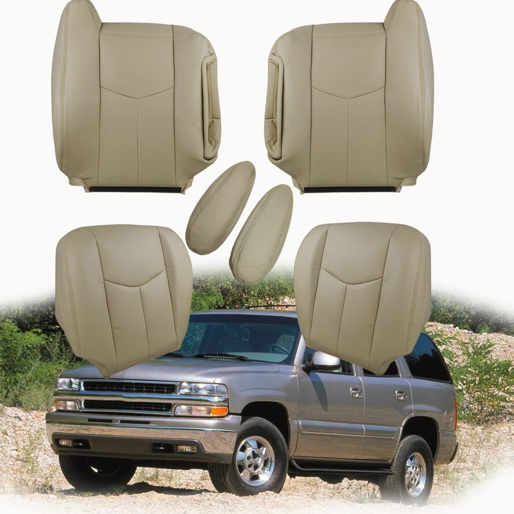 For 2003 - 2006 Chevy Tahoe GMC Yukon Driver & Passenger Leather Seat Cover Tan