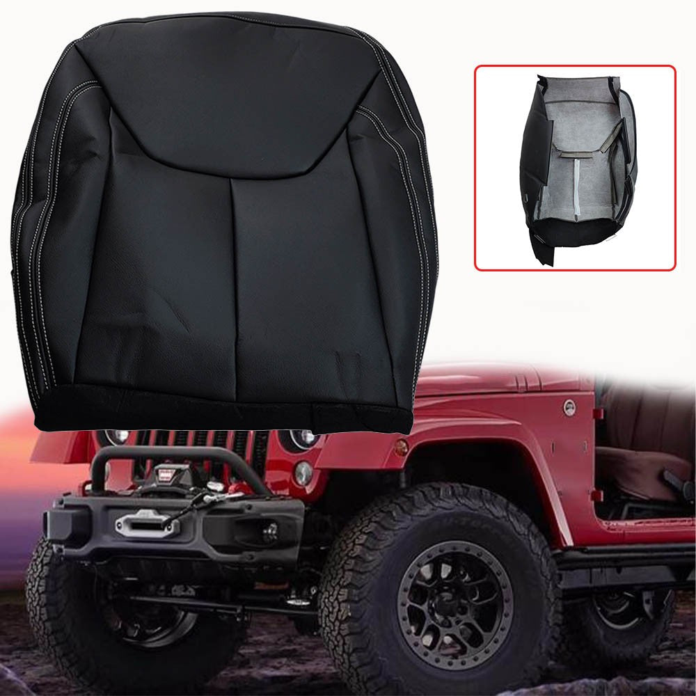 2011-2017 For Jeep Wrangler Rubicon Passenger Bottom Leather Seat Cover Black