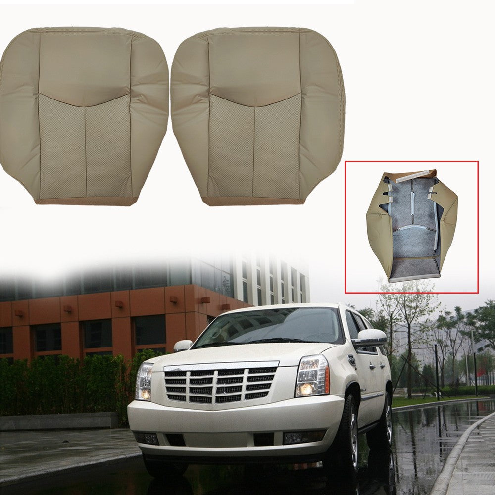 For 2005-2006 Cadillac Escalade Driver & Passenger Bottom Leather Seat Cover Tan