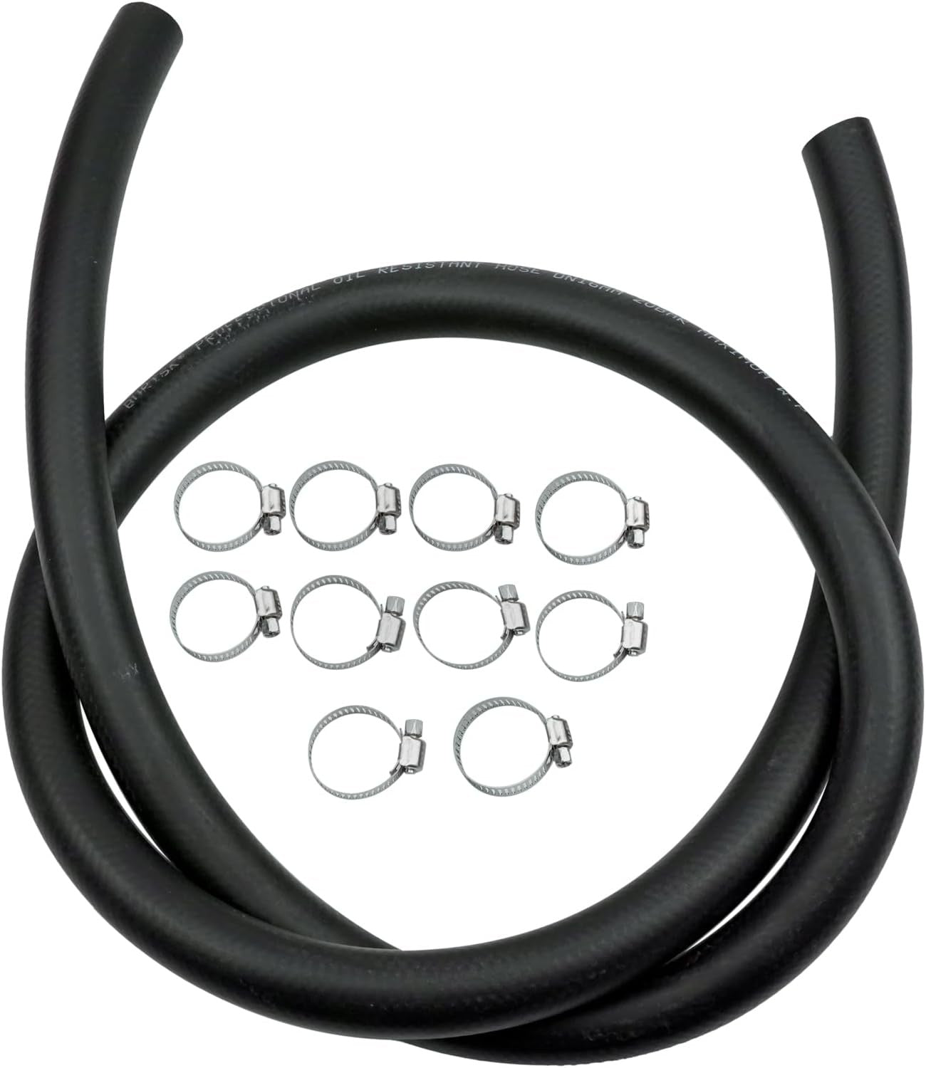 5/8" 16mm Fuel Line Hose Push Lock NBR Rubber SAE 30R7 5FT 300PSI with 10 Clamps