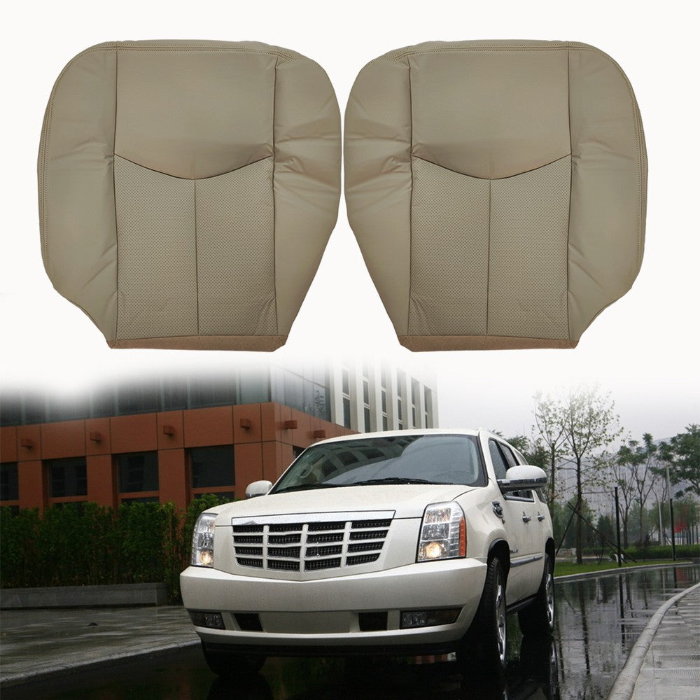Driver & Passenger Bottom Leather Seat Cover Tan For 2005-2006 Cadillac Escalade