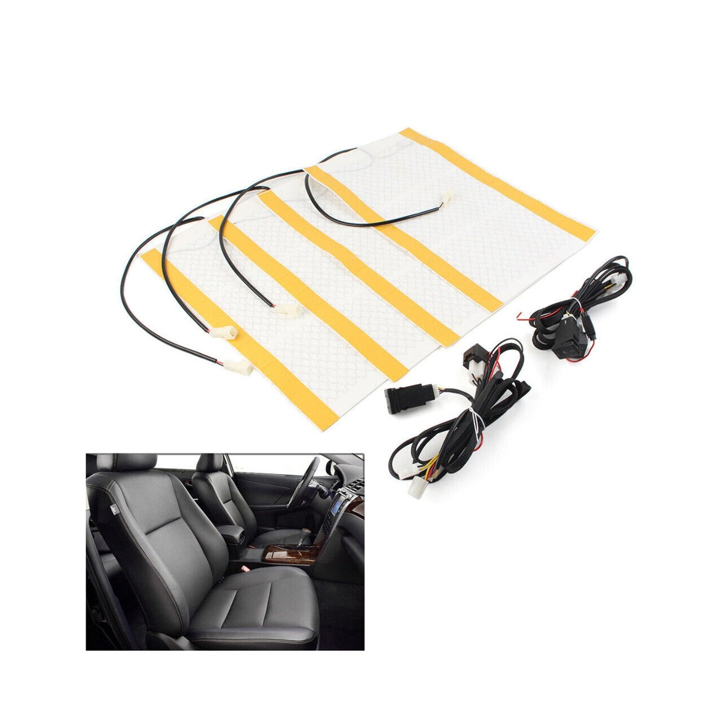 For Trucks Carbon Fiber Heated Seat Heater Pad Kit Car Switch 12V Universal