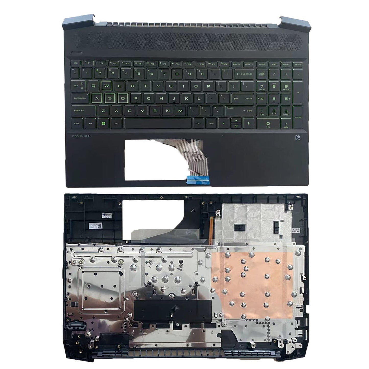 For HP Pavilion 15-EC 15-EC0003CA 15-EC0013DX Palmrest Keyboard Green Backlit US