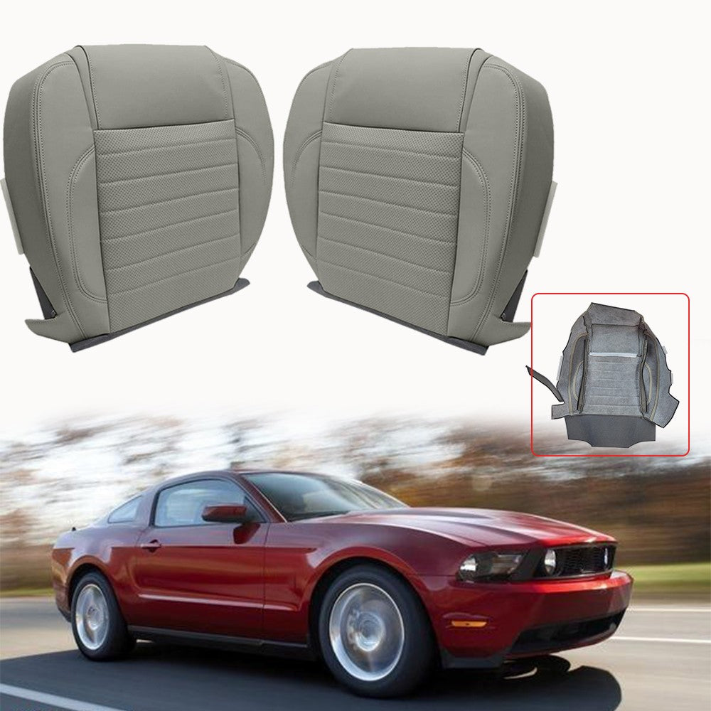 For Ford Mustang 2010-2014 Driver&Passenger Side Bottom Leather Seat Cover GRAY