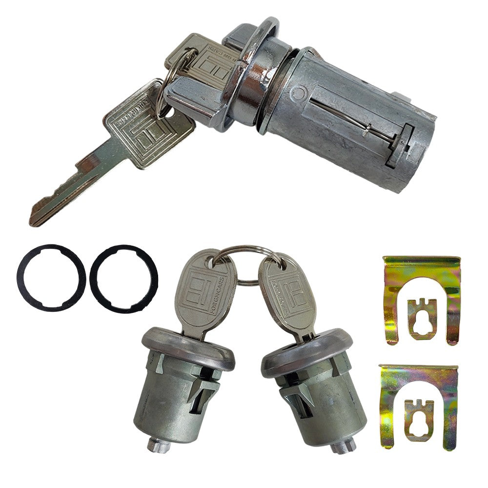 For GM 701398 Chrome Ignition Key Switch Cylinder & Door Lock Pair Set W/ Keys