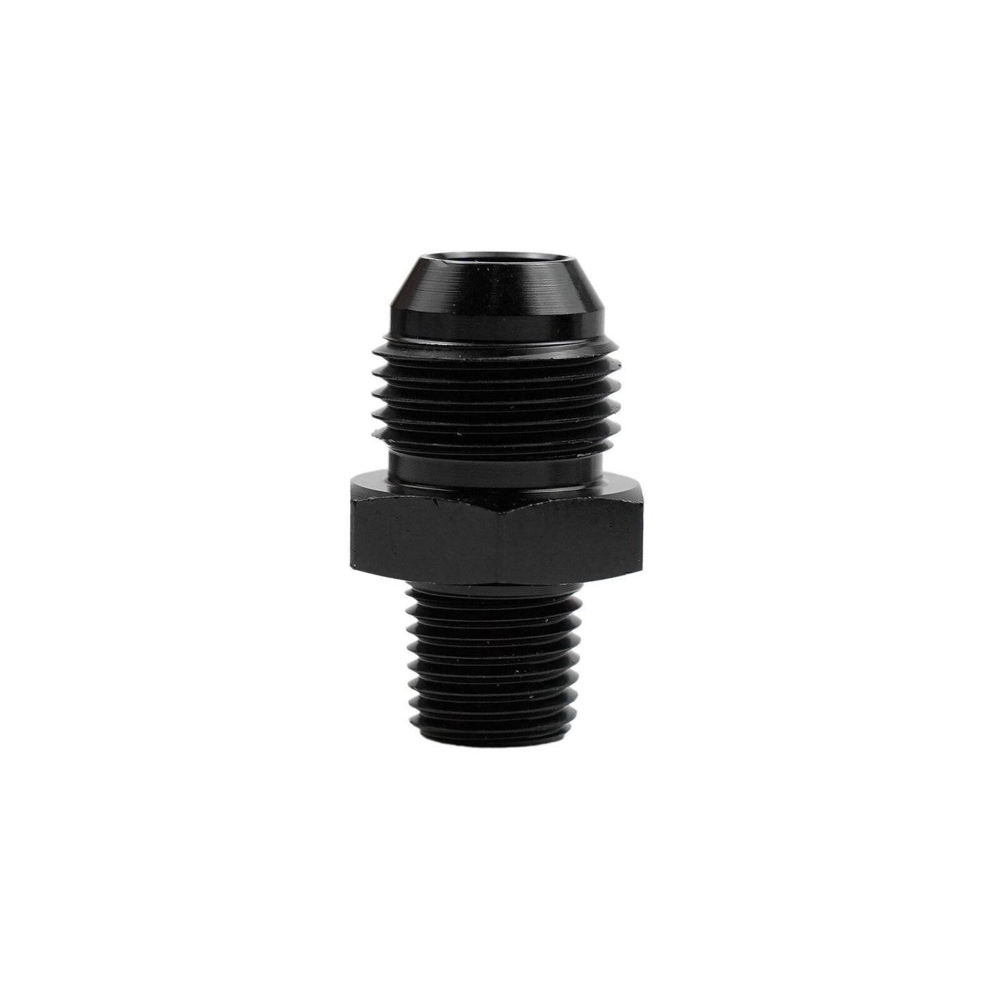 8AN Male Flare to 1/4" NPT Male Adapter Fitting Union Straight Aluminum Black