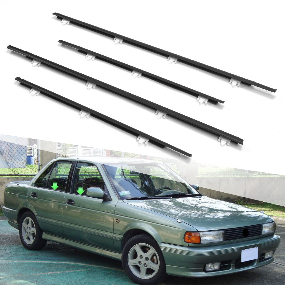 Front Rear Door Belt Glass Weatherstrip Seal for Nissan Sunny B13 Sentra