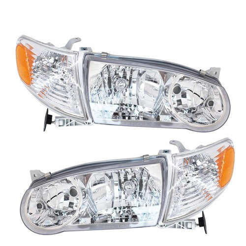 Headlights Replacement w/Corner Fit For Toyota 2001-2002 Corolla L+R Combo Set