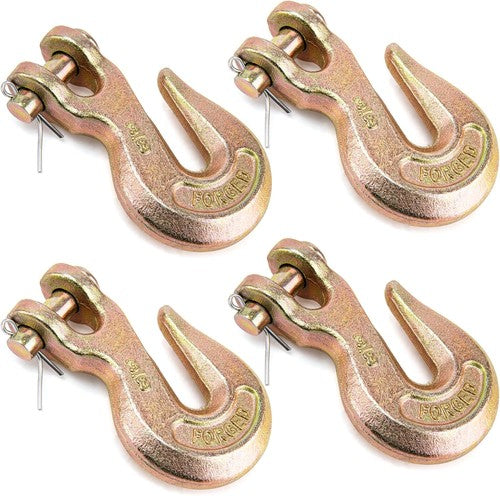 (4) G70 3/8" Clevis Grab Hooks Chain Hook Tie Down Truck Trailer Towing Flatbed