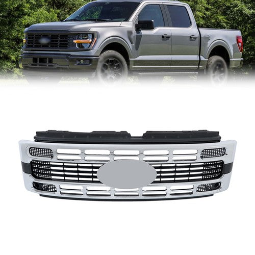 New Plastic Front Upper Bumper Grille Chrome Trim For Ford F250 XL/XLT 2023-2024