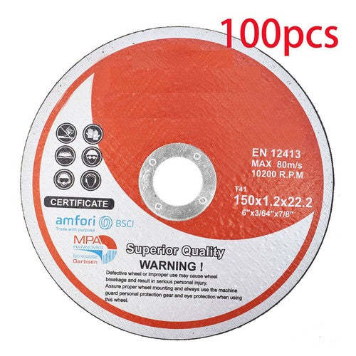 Pack 100 6"x.045"x7/8" Cut-off Wheel - Metal & Stainless Steel Cutting Discs