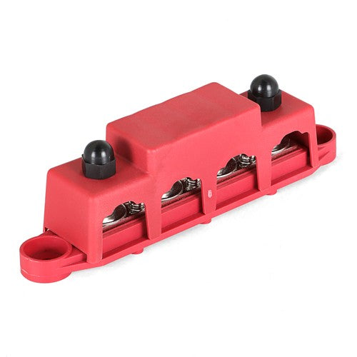 Red 4 Post Busbar Bus Bar Power Distribution Block With Cover 5/16" 12V 250A