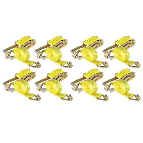 2 In x 15 Ft Ratchet Straps With J Hook 5000 Lbs Heavy Duty Tie Downs 8 Pack