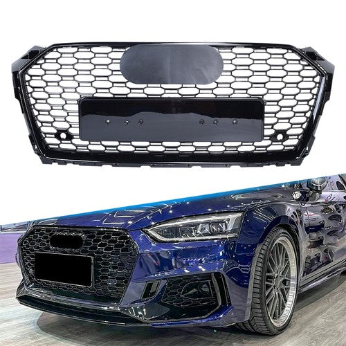 Gloss Black Front Bumper Grille Honeycomb Grill for Audi A5 B9 S5 F5 2017-2019