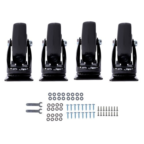 4 Inch Universal Heavy Duty Swivel Caster Wheels × 4 with Brakes Black
