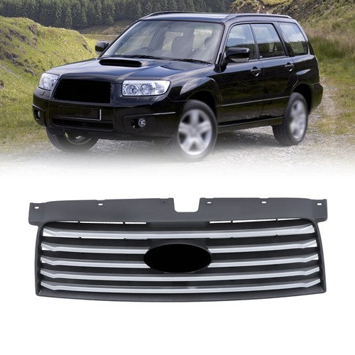 For Subaru Forester 2006-2008 Plastic Front Bumper Upper Grille w/ Silver Trim
