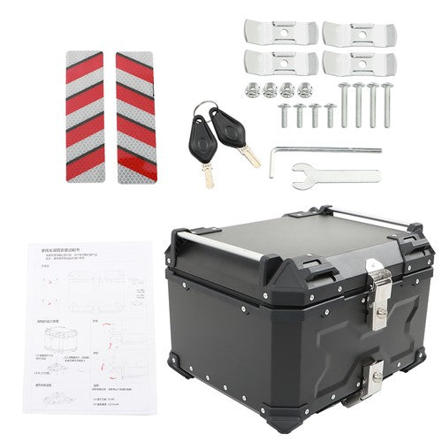 55L Motorcycle Top Case Tail Box Waterproof Luggage Scooter Trunk Storage Black