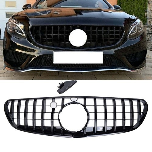 For 2015-2017 Mercedes Benz W217 S500 S550 GT Front Bumper Grille Glossy Black