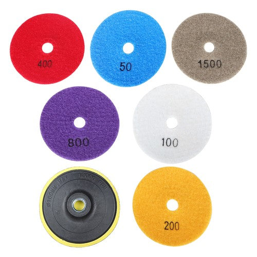 7PCS 4 Inch Set Wet Dry Diamond Polishing Pads For Granite Concrete Marble Stone