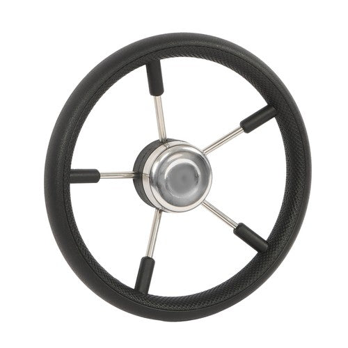 NEW 5 Spoke 13-7/8 Inch Stainless Steel Yach Steering Wheel with PU Foam(Black)