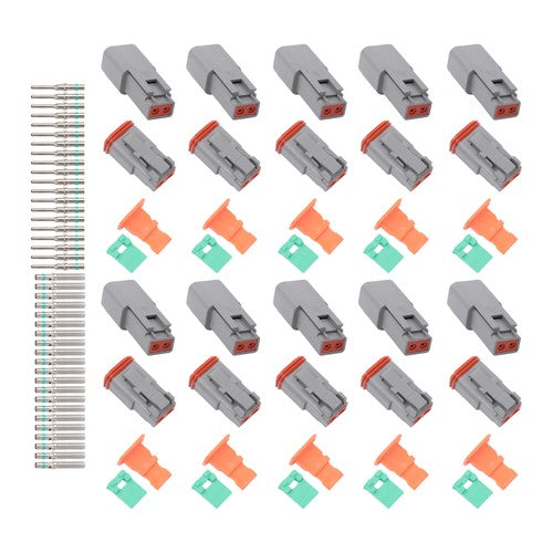 2 Pin Connector 10 Sets DT04-2P DT06-2S with Solid Contacts 14-20AWG