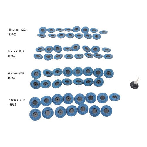 60 PCS 40/60/80/120 Grit 2 Inch Mixed Sanding Discs Set with 1/4" Holder