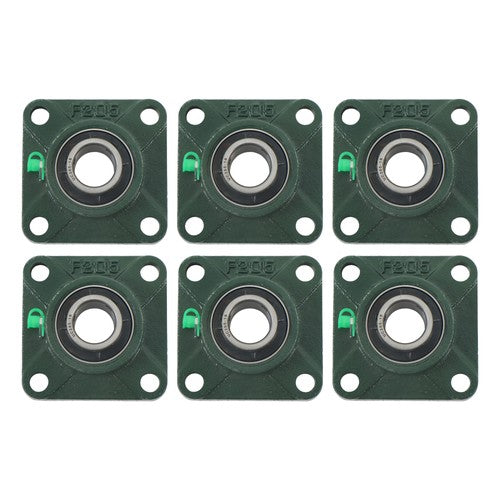 6Pcs UCF205-16 Pillow Block Flange Bearing 1" Bore Solid Base Self Aligning
