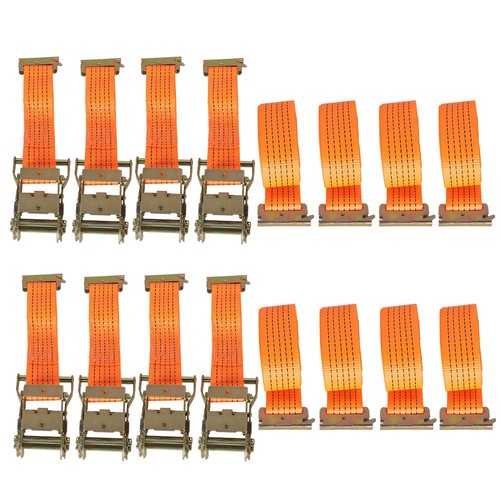 2 "x 20' 4000 lb E-Track Ratchet Straps Orange Heavy Duty Tie Downs New 8 Set