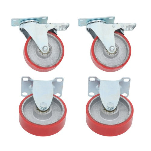4 Inch - 4 Industrial Casters - two with brakes, two without