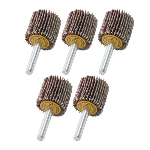 5 Pack 1" x 1" x 1/4" Shank Mounted Flap Wheels 60 Grit Aluminum Oxide