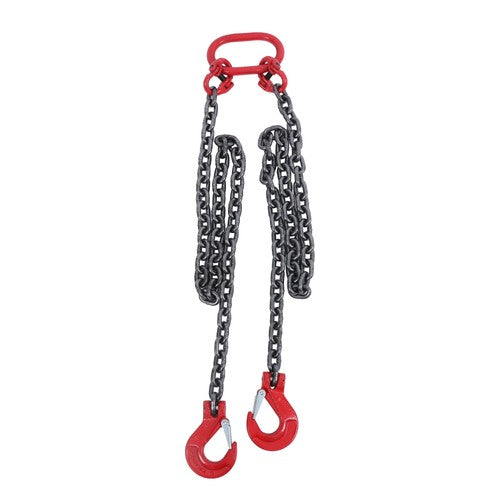 Double Legs Lifting Chain Sling 3/8"x 5' w/ Grab Hook 4Ton/8800lbs Capacity G80