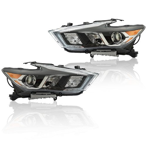 For Maxima S|SL|SV 2016-2017 18 Headlights Clear Lens LH+RH Pair Housing Chrome