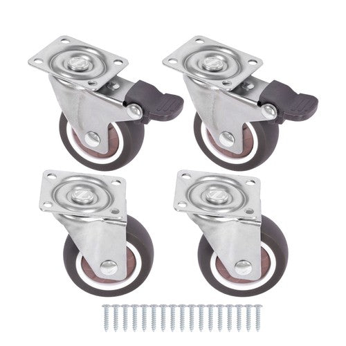 4 Piece 2 Inch Caster Wheels 360° Swivel Wheels (2 with Brake & 2 without brake)