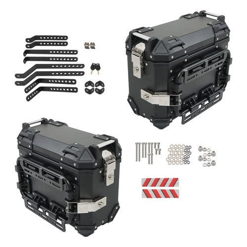 36L Motorbike Hard Side Saddlebag Box Trunk Tour with Support Racks 2×Side Case