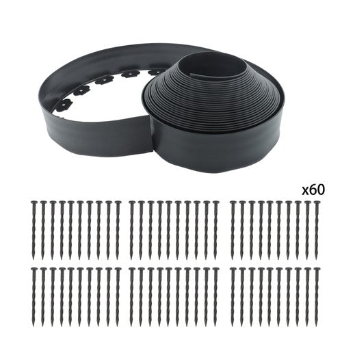 60pcs Anchoring Spik L-shaped 60FT Garden Edge Lawn Grass Stone Isolation Strip