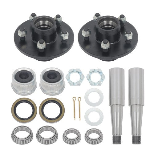 Idler Hub Round Spindle Kit Trailer Hub Kit With Bearing Kit For 5 Lug × 4.5"