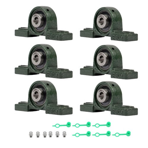 6PCS UCP201-8 Pillow Block Bearing 1/2" Bore 2 Bolt Cast Iron Base Self-Aligning