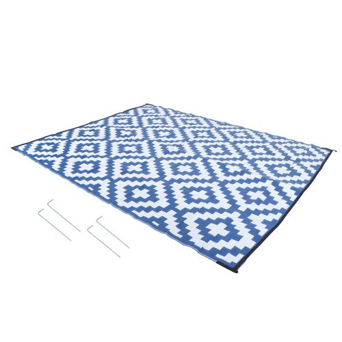 Waterproof Plastic Foldable Rug 8x10FT Outdoor Carpet Navy Blue White