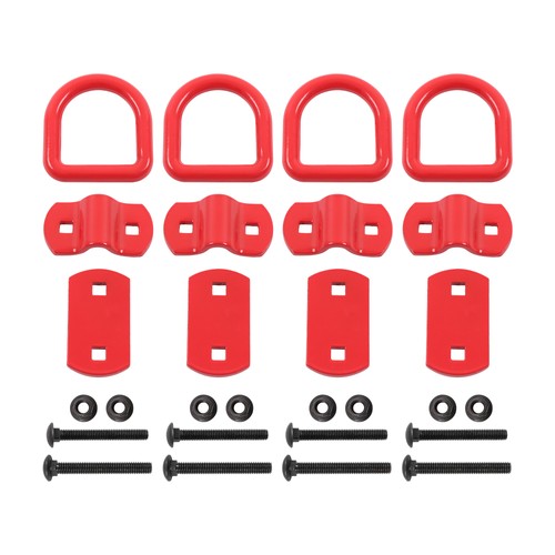 4 Pack 1/2 Inch Heavy Duty Bolt-On Forged D Ring 12000Lbs Break Strength Red