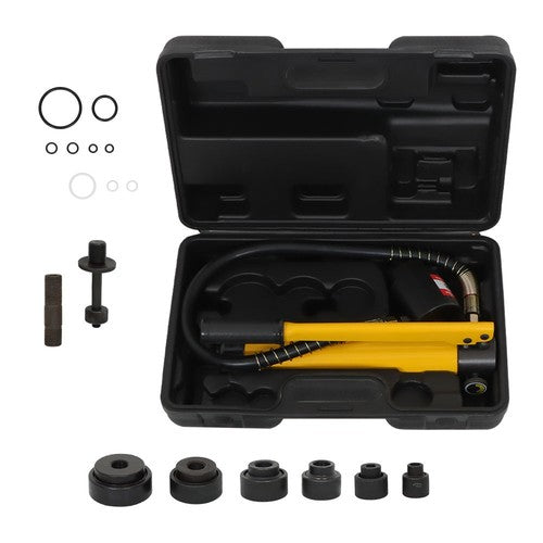 Hydraulic Knockout Punch Driver 10 Ton 1/2" to 2" With 6 Dies Tool Kit