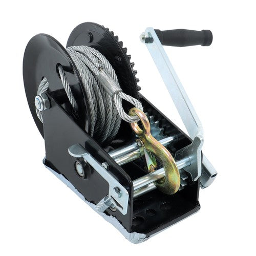 Winch Steel+Polyester Black 3500lbs 33ft 4:1/8:1 26mm Hook Bidirectional Ratchet