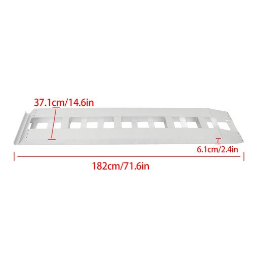 2Pcs 72'' × 14'' Aluminum Sliver Trailer Ramps 6500LBS Total Beavertail Hook End